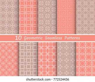 Set of seamless line patterns. Colorful geometric backgrounds collection. Endless repeating linear texture for wallpaper, packaging, banners, invitations, business cards, fabric print