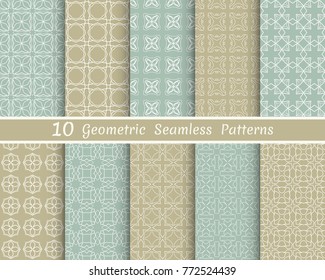 Set of seamless line patterns. Colorful geometric backgrounds collection. Endless repeating linear texture for wallpaper, packaging, banners, invitations, business cards, fabric print