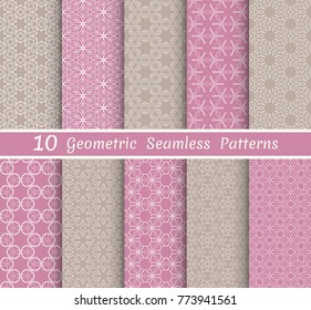Set of seamless line patterns. Colorful geometric backgrounds collection. Endless repeating linear texture for wallpaper, packaging, banners, invitations, business cards, fabric print