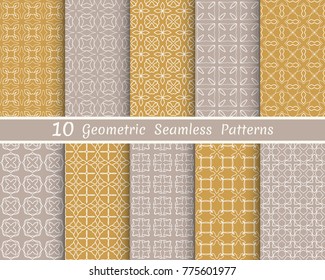 Set of seamless line patterns. Colorful geometric backgrounds collection. Endless repeating linear texture for wallpaper, packaging, banners, invitations, business cards, fabric print