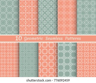Set of seamless line patterns. Colorful geometric backgrounds collection. Endless repeating linear texture for wallpaper, packaging, banners, invitations, business cards, fabric print