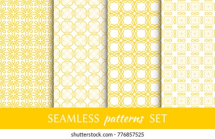 Set of seamless line patterns. Colorful geometric backgrounds collection. Endless repeating linear texture for wallpaper, packaging, banners, invitations, business cards, fabric print