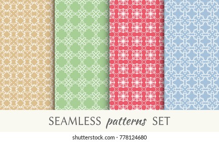 Set of seamless line patterns. Colorful geometric backgrounds collection. Endless repeating linear texture for wallpaper, packaging, banners, invitations, business cards, fabric print