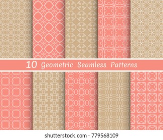 Set of seamless line patterns. Colorful geometric backgrounds collection. Endless repeating linear texture for wallpaper, packaging, banners, invitations, business cards, fabric print