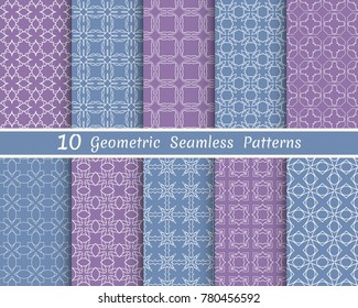 Set of seamless line patterns. Colorful geometric backgrounds collection. Endless repeating linear texture for wallpaper, packaging, banners, invitations, business cards, fabric print