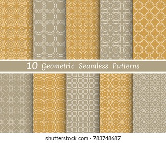 Set of seamless line patterns. Colorful geometric backgrounds collection. Endless repeating linear texture for wallpaper, packaging, banners, invitations, business cards, fabric print