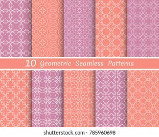 Set of seamless line patterns. Colorful geometric backgrounds collection. Endless repeating linear texture for wallpaper, packaging, banners, invitations, business cards, fabric print