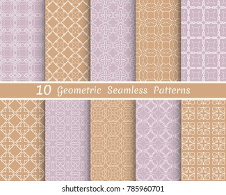Set of seamless line patterns. Colorful geometric backgrounds collection. Endless repeating linear texture for wallpaper, packaging, banners, invitations, business cards, fabric print