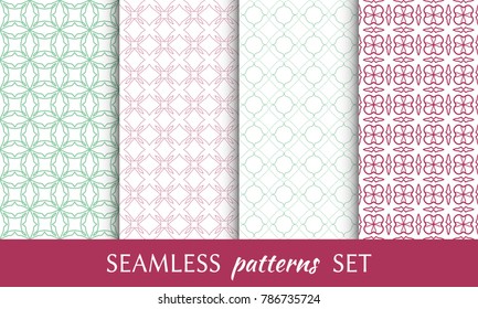 Set of seamless line patterns. Colorful geometric backgrounds collection. Endless repeating linear texture for wallpaper, packaging, banners, invitations, business cards, fabric print
