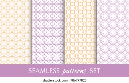 Set of seamless line patterns. Colorful geometric backgrounds collection. Endless repeating linear texture for wallpaper, packaging, banners, invitations, business cards, fabric print
