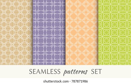Set of seamless line patterns. Colorful geometric backgrounds collection. Endless repeating linear texture for wallpaper, packaging, banners, invitations, business cards, fabric print