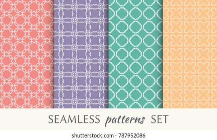 Set of seamless line patterns. Colorful geometric backgrounds collection. Endless repeating linear texture for wallpaper, packaging, banners, invitations, business cards, fabric print