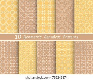 Set of seamless line patterns. Colorful geometric backgrounds collection. Endless repeating linear texture for wallpaper, packaging, banners, invitations, business cards, fabric print