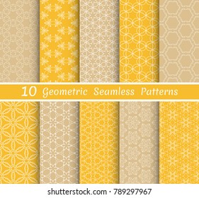 Set of seamless line patterns. Colorful geometric backgrounds collection. Endless repeating linear texture for wallpaper, packaging, banners, invitations, business cards, fabric print