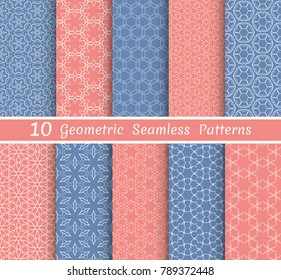 Set of seamless line patterns. Colorful geometric backgrounds collection. Endless repeating linear texture for wallpaper, packaging, banners, invitations, business cards, fabric print