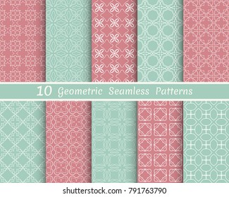 Set of seamless line patterns. Colorful geometric backgrounds collection. Endless repeating linear texture for wallpaper, packaging, banners, invitations, business cards, fabric print