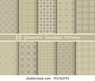 Set of seamless line patterns. Colorful geometric backgrounds collection. Endless repeating linear texture for wallpaper, packaging, banners, invitations, business cards, fabric print