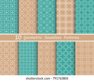Set of seamless line patterns. Colorful geometric backgrounds collection. Endless repeating linear texture for wallpaper, packaging, banners, invitations, business cards, fabric print
