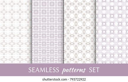 Set of seamless line patterns. Colorful geometric backgrounds collection. Endless repeating linear texture for wallpaper, packaging, banners, invitations, business cards, fabric print
