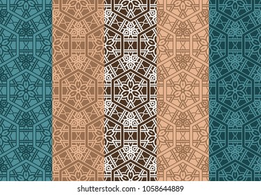 Set of seamless line patterns. Endless repeating linear texture. Colorful geometric backgrounds. Vector illustration. For design, business card, scrapbook