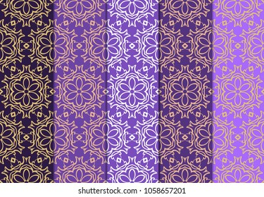 Set of seamless line patterns. Endless repeating linear texture. Colorful geometric backgrounds. Vector illustration. For design, business card, scrapbook