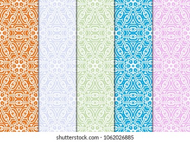 Set of seamless line patterns. Endless repeating linear texture. Colorful geometric backgrounds. Vector illustration. For design, business card, scrapbook