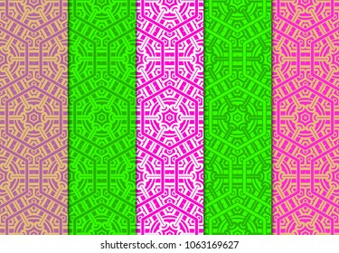 Set of seamless line patterns. Endless repeating linear texture. Colorful geometric backgrounds. Vector illustration. For design, business card, scrapbook
