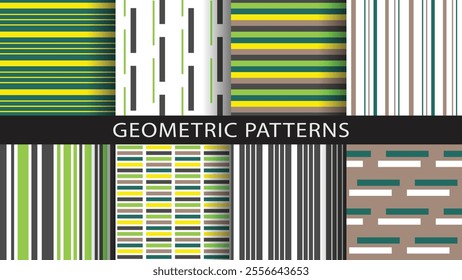 Set of seamless linear geometric patterns