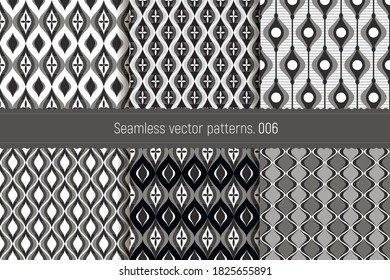 A set of seamless linear patterns. Collection of geometric Byzantine backgrounds. Repetitive linear texture for Wallpaper, packaging, banners, invitations, business cards, fabric in Oriental style