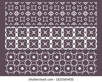 A set of seamless linear patterns on a colored background. Decorative vintage, retro style. Abstract geometric illustration