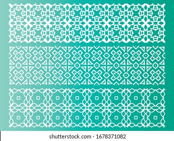 A set of seamless linear patterns on a colored background. Decorative vintage, retro style. Abstract geometric illustration