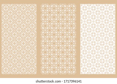 A set of seamless linear patterns on a colored background. Decorative vintage, retro style. Abstract geometric illustration
