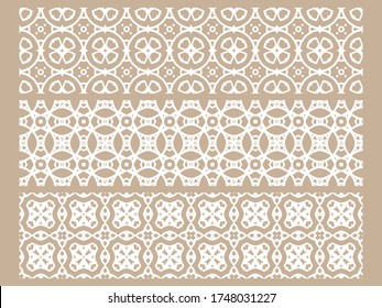 A set of seamless linear patterns on a colored background. Decorative vintage, retro style. Abstract geometric illustration