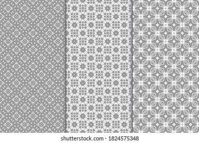 A set of seamless linear patterns. Repeating vector background. Abstract template for printing