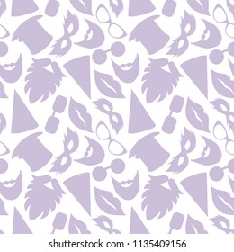 Set of seamless masquerade masks. Collection of 9 carnival masks. Vector illustration. EPS 8
