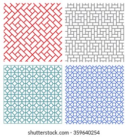 Set of seamless mesh line pattern in korean style