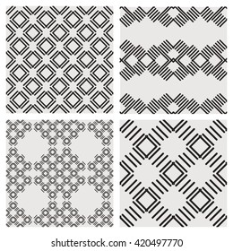 Set of seamless minimalistic, abstract geometricpatterns. Seamless background.