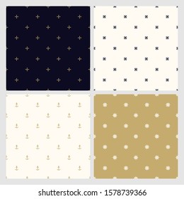 Set of seamless minimalistic stylish patterns. Luxury trendy simple backgrounds. Creative elegant textures.
