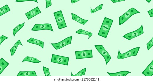 Set of seamless money background. paper dollars illustration. A lot of cash money.
