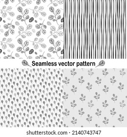 Set of seamless monochrome floral patterns.
For printing on textiles, paper and accessories.