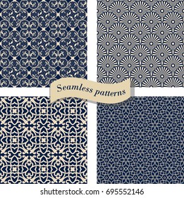 Set of Seamless moroccan pattern. Collection of seamless abstract pattern in arabic style.
Ornamental seamless pattern. Vector illustration