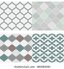 Set of seamless moroccan tile pattern vector