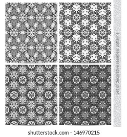 Set of seamless mosaic patterns in black and white