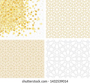 Conjunto de patrones de mosaico sin fisuras de estilo oriental