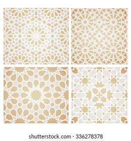 Set of seamless mosaic patterns in oriental style