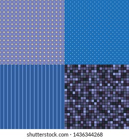 Set of seamless multicolored patterns. Checkered background. Abstract geometric wallpaper of the surface. Striped texture. Print for posters, t-shirts and textiles. Doodles for work and business