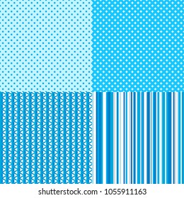 Set of seamless multicolored patterns. Striped background. Abstract geometric wallpaper of the surface. Dotted texture. Print for polygraphy, posters, t-shirts and textiles. Collection for design