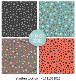 Set of seamless organic random spots patterns for backgrounds, fabrics, scrapbook paper or gift wrap.
Vector Illustration.