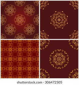 Set of seamless ornament on background. Wallpaper pattern