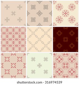 Set of seamless ornament on background. Wallpaper pattern
